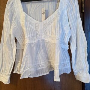 American Eagle Outfitters White Lace Blouse
